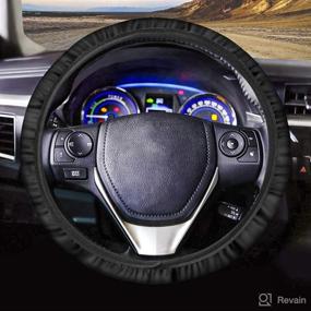 img 4 attached to 🚗 Black All Weather Car Steering Wheel Cover - Universal Fit 15 inch - Anti-Slip Grip - Customizable - Ideal for Both Men and Women - Top Auto Accessory