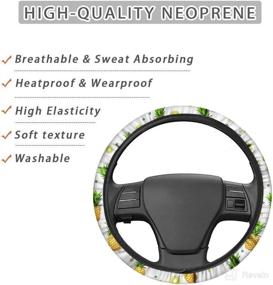 img 3 attached to 🚗 Black All Weather Car Steering Wheel Cover - Universal Fit 15 inch - Anti-Slip Grip - Customizable - Ideal for Both Men and Women - Top Auto Accessory