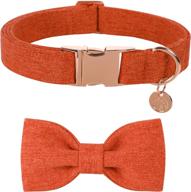 🐶 cotton dog collar with bow - orange pet collar perfect for small, medium, and large dogs - durable and adjustable logo