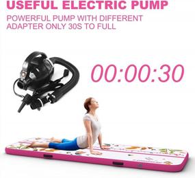 img 2 attached to Get Your Gymnastic On Anywhere With Inflatable Air Mat - Powerful Electric Pump Included - Perfect For Cheerleading, Yoga, Beach And Home Training - Available In 10/13Ft And 4 Inches Thickness