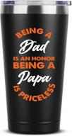 papa gifts from grandchildren - priceless tumbler gifts for grandpa - best cup mug for papa from grandkids - christmas & birthday present ideas for new papa (16 oz, black) logo
