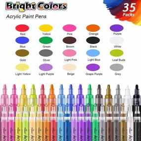 img 3 attached to IVSUN 35 Premium Acrylic Paint Markers With Extra Fine And Medium Tips For DIY Crafts, Painting On Various Surfaces Including Rocks, Fabric, Wood, Canvas, Ceramic, And Scrapbooking Supplies