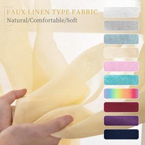 img 1 attached to Anjee Sheer Curtains 45 Inches Length Faux Linen Texture 2 Panels Rod Pocket Semi Sheer Window Treatment Gauze Voile Drapes For Kids Bedroom Kitchen Bathroom, Light Yellow 52 X 45 Inches