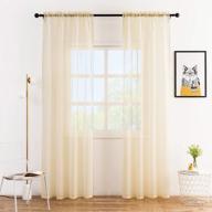 anjee sheer curtains 45 inches length faux linen texture 2 panels rod pocket semi sheer window treatment gauze voile drapes for kids bedroom kitchen bathroom, light yellow 52 x 45 inches logo