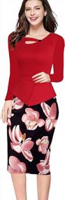 img 4 attached to Floral Pencil Dresses - Womens Long Sleeve Office Dress Perfect For Clubbing And Work By YMING