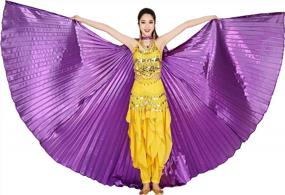 img 4 attached to 🧚 MUNAFIE Belly Dance Isis Wings with Sticks: Perfect Adult Costume for Halloween Carnival Performance