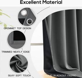 img 1 attached to Yakamok 100% Blackout Curtains For Bedroom 84 Inch Length, Grey Full Light Blocking Drapes With Black Backing, Noise Reducing Thermal Insulated Grommet Panels For Living Room, 52Wx84L,Gray, 2 Panels
