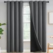 yakamok 100% blackout curtains for bedroom 84 inch length, grey full light blocking drapes with black backing, noise reducing thermal insulated grommet panels for living room, 52wx84l,gray, 2 panels logo