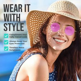 img 3 attached to Get Your Classic Hippie Look On With SunnyPro Retro Round Sunglasses With Small Colored Lens