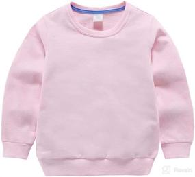 img 4 attached to AIWUHE Unisex Kids Solid Pullover Sweatshirt Long Sleeve T-Shirt Cotton Crewneck Thin Tops 1-8 Years Blouse