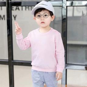 img 3 attached to AIWUHE Unisex Kids Solid Pullover Sweatshirt Long Sleeve T-Shirt Cotton Crewneck Thin Tops 1-8 Years Blouse