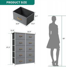 img 2 attached to YITAHOME 10-Drawer Fabric Dresser - Storage Tower With Steel Frame And Wooden Top For Bedroom, Living Room, Closet, Nursery, And Hallway Organization - Easy-Pull Gray Fabric Bins.