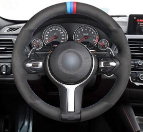 img 3 attached to MEWANT Hand-Stitch Black Suede Car Steering Wheel Covers for BMW F87 M2, F80 M3, F82 M4, F12 F13 M6, F85 X5 M, F86 X6 M, F33, F30 M Sport (1.2mm Thickness) - 2015-2017, 2014-2017, 2013-2017