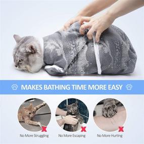 img 3 attached to 🐱 Multifunctional Cat Bath Bag - Adjustable Grooming Bag for Cats, Anti-Bite and Anti-Scratch - Showering, Washing, and Restraint Bag - Suitable for Dogs and Puppies