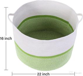 img 2 attached to 🧺 BEHIGHERQD XXL Laundry Hamper 22x22x16 - Large Green Rope Basket for Laundry, Throw Blankets, and Nursery with Handle