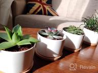 img 1 attached to 🌱 ZOUTOG Mini White Ceramic Succulent Pots with Bamboo Tray - Pack of 6, 3.15 inch Flower Planter Pot - Plants Not Included review by David Citizen