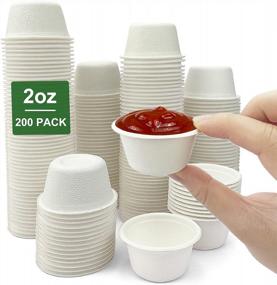 img 4 attached to 200Pk CAMKYDE 2Oz Disposable Bagasse Fiber Souffle Cups - 100% Natural & Biodegradable Compostable Condiment Sample Tasting (White)