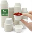 200pk camkyde 2oz disposable bagasse fiber souffle cups - 100% natural & biodegradable compostable condiment sample tasting (white) logo