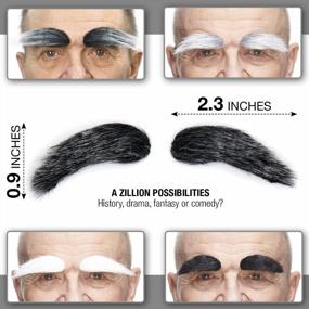 img 3 attached to Self-Adhesive Novelty Mustaches And Bushy Eyebrows In Black And Gray For Adults, Fake Facial Hair Costume Accessory