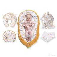 🦋 babycove baby lounger and baby nest set for 0-24 months - 5 piece co-sleeping bundle with baby pillow, muslin baby blanket, nursing cover and nursing pillow for breastfeeding (yellow butterfly) логотип