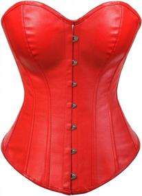 img 4 attached to Punk-Chic: Retro Goth Waist Cincher For Women - Faux Leather Corset Basque Bustier