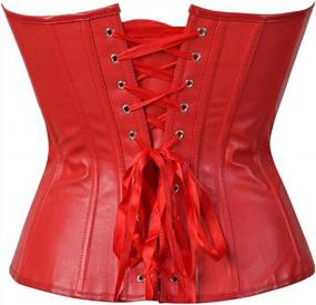 img 1 attached to Punk-Chic: Retro Goth Waist Cincher For Women - Faux Leather Corset Basque Bustier