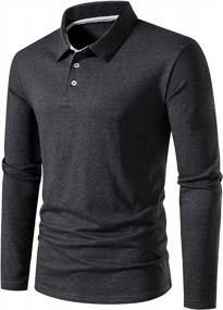 img 3 attached to Men'S Slim-Fit Long Sleeve Golf Polo Shirt, Basic Cotton Design By WATERWANG