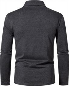 img 2 attached to Men'S Slim-Fit Long Sleeve Golf Polo Shirt, Basic Cotton Design By WATERWANG