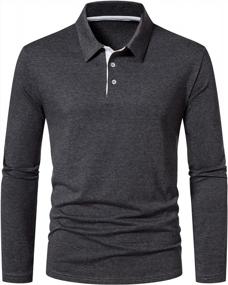 img 4 attached to Men'S Slim-Fit Long Sleeve Golf Polo Shirt, Basic Cotton Design By WATERWANG