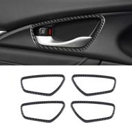 🚗 4pcs car carbon fiber sticker door handle bowl frame inner decoration accessories for honda civic 10th generation (2016-2020) - black логотип