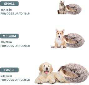 img 3 attached to 🐶 Plush Hooded Calming Dog Bed & Cat Bed, AngleLike Donut Design, Anti Anxiety Pet Bed with Machine Washable Cover, High Bolster, Multiple Sizes S-XL