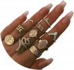 vintage knuckle stackable rings for women and girls - nicute gold finger rhinestone ring set logo
