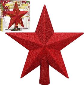 img 4 attached to Aneco Glitter Mini Christmas Tree Topper Shatter-Proof Small Christmas Tree Decoration Treetop For Holiday Ornament Or Home Decor, (Red, 4 Inch)