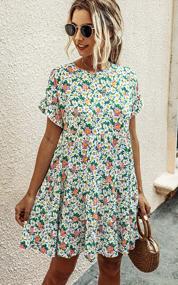 img 2 attached to Women'S Summer Tunic Dress Short Sleeve Ruffle Casual Loose Flowy Babydoll Swing Mini Shift Dresses