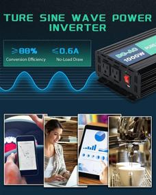 img 2 attached to 🔌 Mxmoonfree 1000W Pure Sine Wave Power Inverter: Wireless LCD Remote Control, 12V DC to AC 110V/120V, Peak 2000 Watt