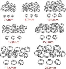 img 3 attached to Stainless Steel Single Ear Stepless Hose Clamps Assortment - 130Pcs, 7-21Mm, 304 Grade, With Cinch Clamp Rings For Secure Hose Connections