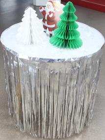 img 2 attached to Silver Metallic Foil Table Skirt 9FT X 29Inch For Party Decoration 108"X29