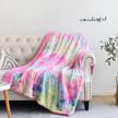 super soft faux fur throw blanket with premium sherpa backing for warmth and comfort - ideal decorative piece for bedroom, sofa, and floor in light rainbow color - throw size (50"x60") by newcosplay logo