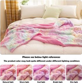 img 1 attached to Super Soft Faux Fur Throw Blanket With Premium Sherpa Backing For Warmth And Comfort - Ideal Decorative Piece For Bedroom, Sofa, And Floor In Light Rainbow Color - Throw Size (50"X60") By NEWCOSPLAY