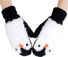 img 4 attached to Bienvenu Double Layer Winter Thicken Warm Knit Mittens Cartoon Hedgehog Gloves