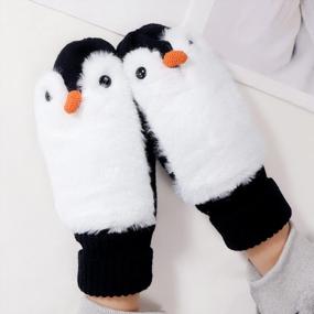 img 1 attached to Bienvenu Double Layer Winter Thicken Warm Knit Mittens Cartoon Hedgehog Gloves