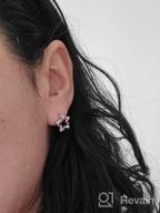 img 1 attached to 💫 18K White Gold Plated Hollow-Carved Sparkling Star Crystal Earrings - Cluster of Flower Stud Earrings in Purple Cubic Zirconia review by Srinivasan Bennett