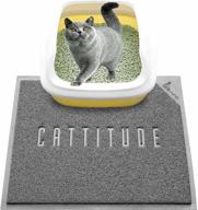 🐱 wepet cattitude cat litter mat - m size, 24 x 22 inch premium durable soft pvc rug for kitty litter trapping - grey scatter control mat, urine waterproof, easy to clean and wash logo