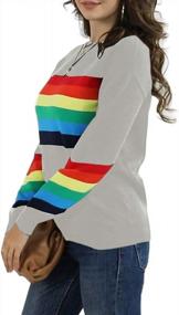 img 2 attached to 🌈 Ferrtye Women's Rainbow Pullover Sweater: Lightweight, Long Sleeve, Crew Neck, Loose Knit
