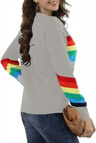 img 1 attached to 🌈 Ferrtye Women's Rainbow Pullover Sweater: Lightweight, Long Sleeve, Crew Neck, Loose Knit