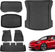 xipoo fit 2021 2022 tesla model 3 trunk mat floor mats storage mat tpe cargo liner cargo tray storage mat for 2022 2021 tesla model 3 accessories (three trunk mats floor mats) logo