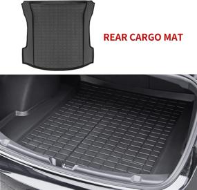 img 3 attached to Xipoo Fit 2021 2022 Tesla Model 3 Trunk Mat Floor Mats Storage Mat TPE Cargo Liner Cargo Tray Storage Mat For 2022 2021 Tesla Model 3 Accessories (Three Trunk Mats Floor Mats)