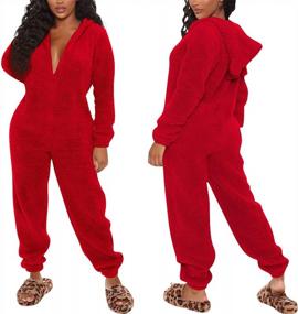 img 2 attached to Women'S Fleece Jumpsuit Hoodie Pajamas One Piece Bodysuits Outfits Sleepwear Loungewear Cute Sherpa