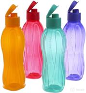 🌈 new multi-coloured set of 4 tupperware 500ml flip-top water bottles for improved seo логотип