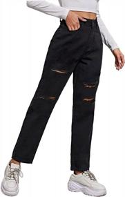 img 2 attached to Мешковатые джинсы Mom с высокой талией и потертыми широкими штанинами для женщин - свободные рваные джинсовые брюки-бойфренды, стиль Genleck Y2K